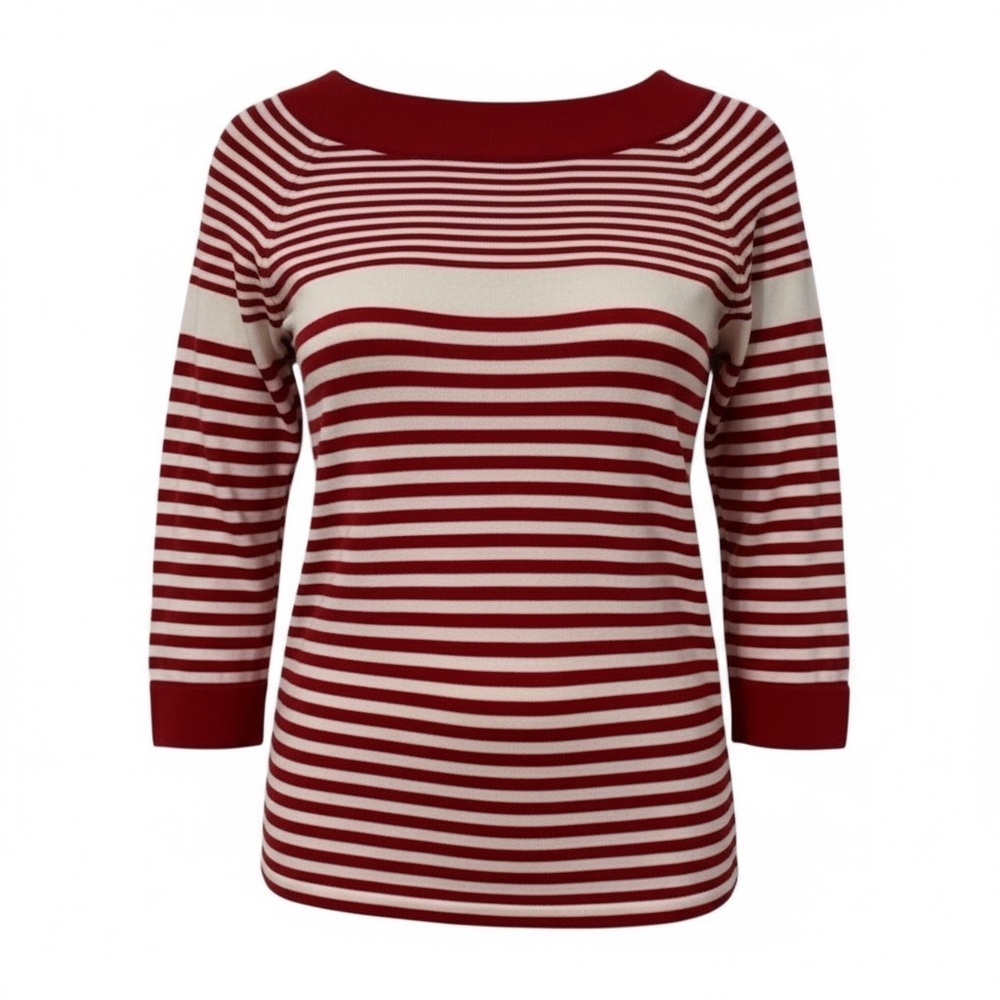 Passports Red & White Striped Knit Top – Size L